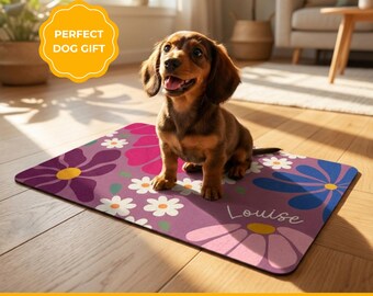 Personalized Dog Feeding Mat with custom name, Waterproof Non Slip Pet food and water bowl Placemat, Dog Lover Gift