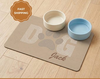 Personalized Dog Feeding Mat, Custom Name Pet Food Bowl, Non-Slip Waterproof Pet Placemat
