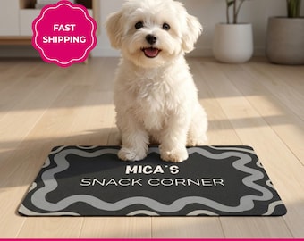 Personalized Dog Food Mat, Custom Name Pet Placemat, Non-Slip Waterproof Feeding Area