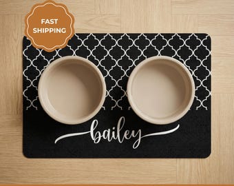 Personalized Dog Bowl Mat with name, Waterproof Pet Feeding Placemat, Gift for Dog Lovers