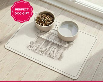 Tapete de comida para perros personalizado, mantel individual antideslizante, regalo para amantes de los perros