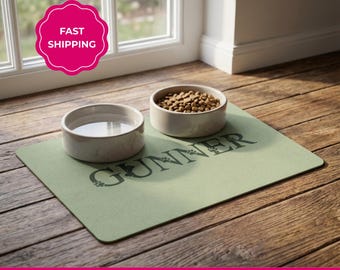 Tapis personnalisé pour croquettes pour chien avec nom, tapis antidérapant et imperméable pour animal de compagnie, cadeau pour amoureux des chiens