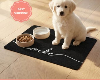 Personalized Dog Bowl Mat, Waterproof Non-Slip Pet Placemat, Dog Lovers Gift
