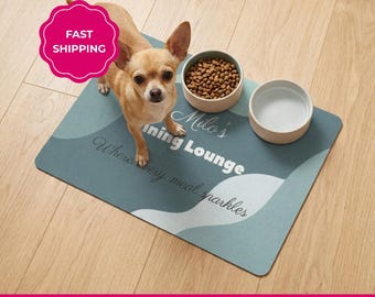 Personalized Dog Food Mat, Waterproof Non-Slip Pet Feeding Placemat, Custom Name Dining Lounge