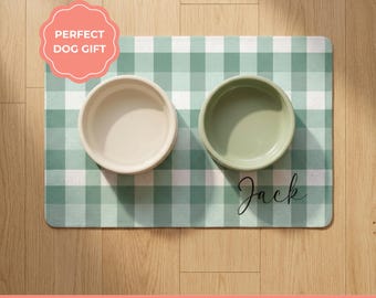 Tapete personalizado para alimentação de cães, tapete impermeável antiderrapante para tigela, presente personalizado com nome para seu pet
