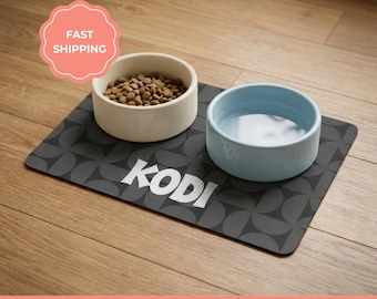 Personalized Dog Bowl Mat with name, Waterproof Pet Feeding Placemat, Gift for Dog Lovers