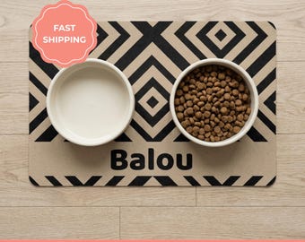 Personalized Dog Bowl Mat with name,  Waterproof Pet Placemat, Gift for Dog Lovers