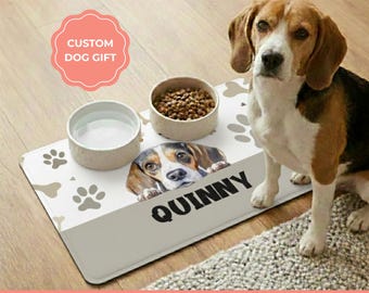 Personalized Dog Food Mat, Waterproof Pet Placemat, Gift for Dog Lovers