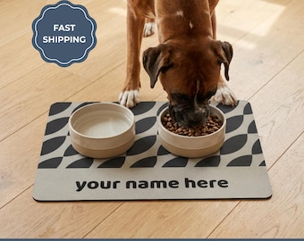 Personalized Dog Bowl Mat with name, Waterproof Feeding Placemat, Pet Gift
