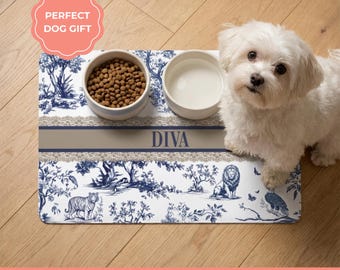 Personalized Dog Food Mat, Non Slip Feeding Accessory, Gifts for Dog Lovers