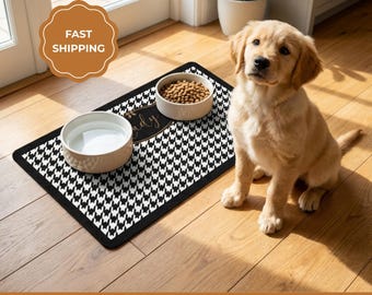 Custom Dog Bowl Mat with name, Personalized Pet Feeding Placemat, Dog Lovers Gift
