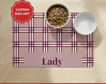 Tapete de comida para perros personalizado, mantel individual antideslizante, regalo para amantes de los perros