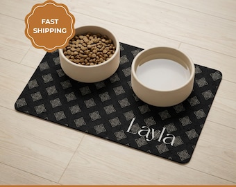 Tapete de comida para perros personalizado, antideslizante, impermeable, regalo para amantes de los perros.