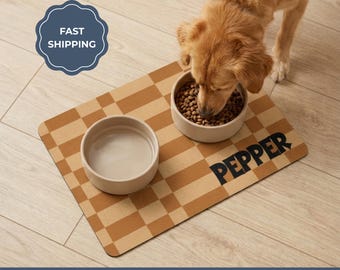 Personalized Dog Bowl Mat, Non Slip Waterproof Pet Placemat, Pet Gift