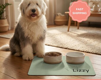 Personalized Dog Food Mat, Waterproof Pet Placemat, Dog Lovers Gift