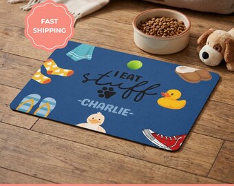 Custom Dog Food Mat, Personalized Non Slip Waterproof Feeding Mat, Dog Lover Gift
