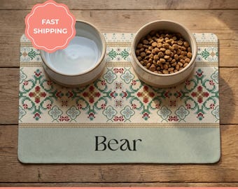 Personalized Dog Food Mat with name, Waterproof Pet Placemat, Gift for Dog Lovers
