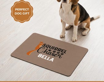 Personalized Dog Feeding Mat, Custom Name Non Slip Pet Food and Water Bowl Mat, Dog Lover Gift