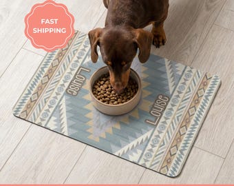 Personalized Dog Food Mat with name, Non Slip Waterproof Pet Placemat, Dog Lover Gift