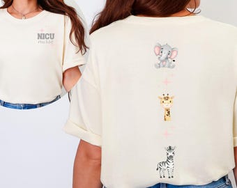 NICU Nurse Shirt - Safari Animal Tee - Comfort Colors