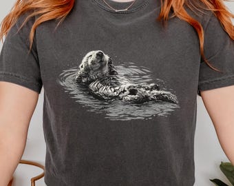 Otter Shirt:  Coastal Aesthetic, Nature Graphic Tee, Animal Lover Gift