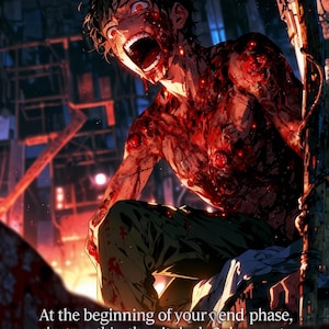 May include: Digital artwork of a character with red eyes and blood splatters, screaming. The text "Bloodrot Pox" is at the top. Below, text reads: "At the beginning of your end phase, destroy this, then it deals 2 damage to you unless you pay 3 resources. Generic Token - Aura."
