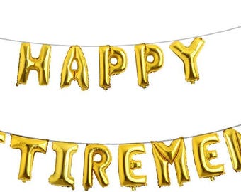 Set of 15 Happy Retirement Balloons & Banner - The Legend Has Retired (RETIREMENT GOLD)