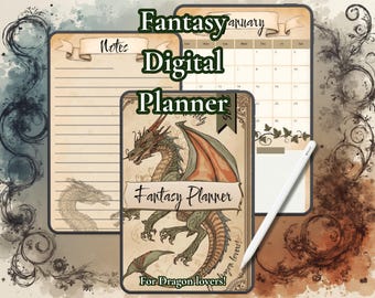 2026 Dragon Fantasy Digital Planner – Monthly PDF, GoodNotes & iPad, Printable, Productivity, Instant Download