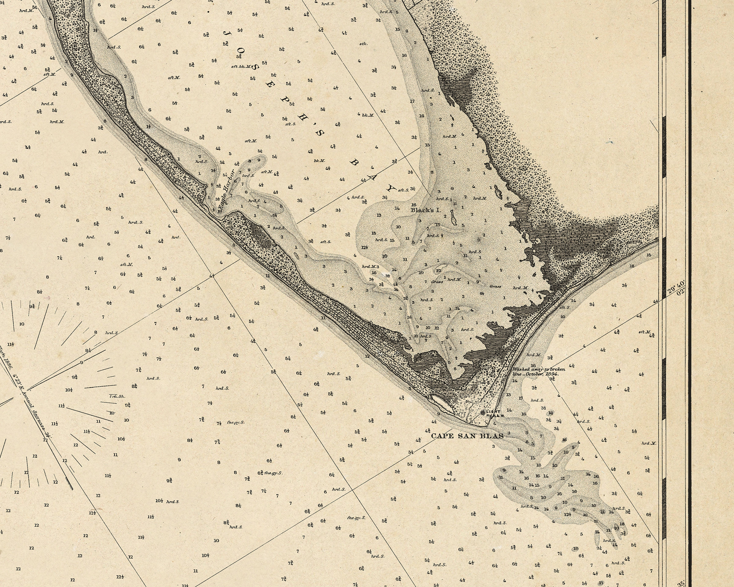 1886 Nautical Chart of Saint Josephs and Saint Andrews Bays Etsy
