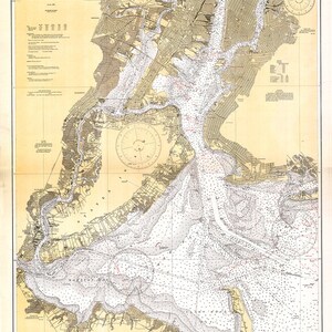 Carta náutica del puerto de Nueva York de 1932