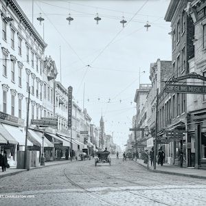 Vintage Fotografie der King Street in Charleston um 1915