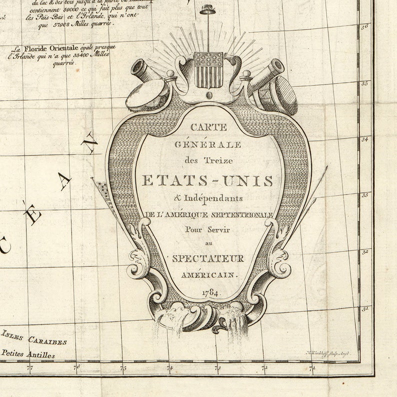 1784 Map of America Etsy