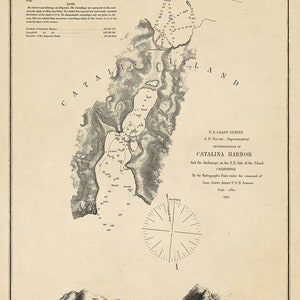 1852 Nautical Chart of Catalina Harbor