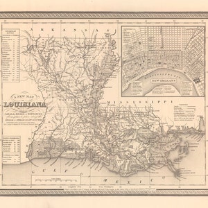 1848 Karte von Louisiana