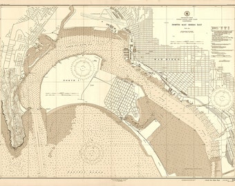 1947 Nautical Chart of San Diego Bay