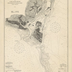 1921 Nautical Chart of Cape Fear River - Etsy