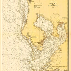 Nautische kaart van Tampa Bay 1928