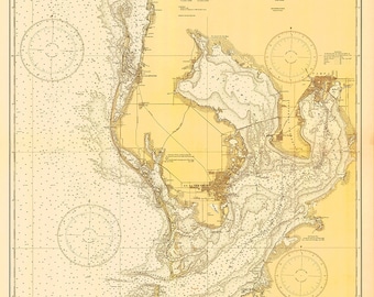 1928 Nautical Chart of Tampa Bay