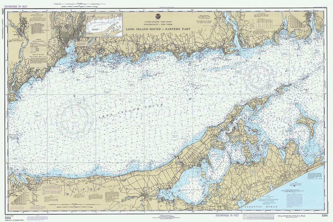 1980 Nautical Chart of Long Island Sound Etsy