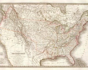 1830 年のアメリカ合衆国および領土の地図 - 古い地図と版画