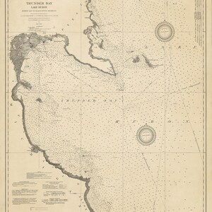 1921 Nautical Chart of Thunder Bay, Lake Huron