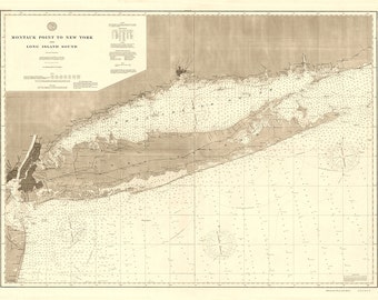 1896 Nautical Chart of Long Island Sound