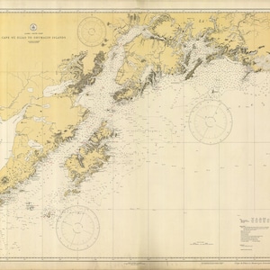 1928 Seekarte von Alaska - Kap St. Elias bis Shumagin-Inseln