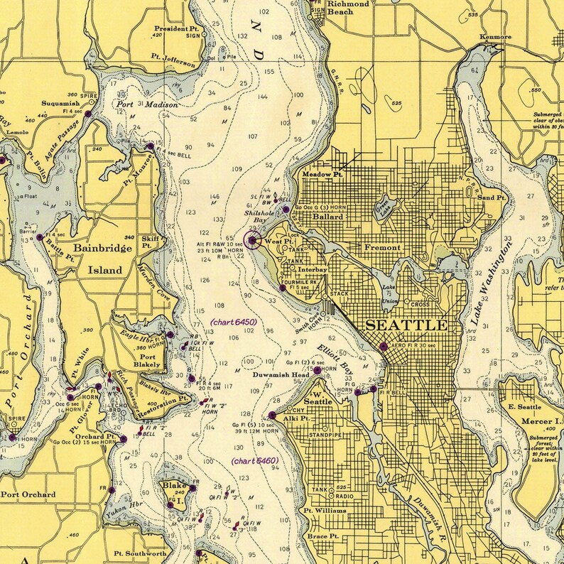 1948 Admiralty Inlet & Puget Sound - Etsy