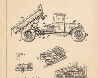 Stampa del brevetto del camion con cassone ribaltabile