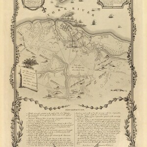 Kaart van het beleg van Yorktown uit 1781