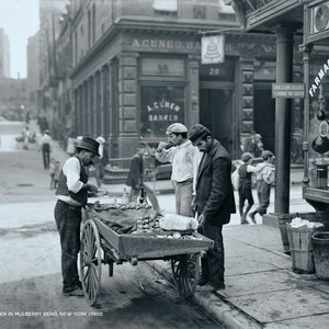 Vintage Photograph of a Clam Seller in Mulberry Bend, New York circa 1900