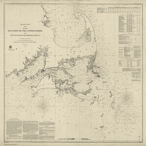 1857 Seekarte von Cape Cod, Marthas Vineyard und Nantucket
