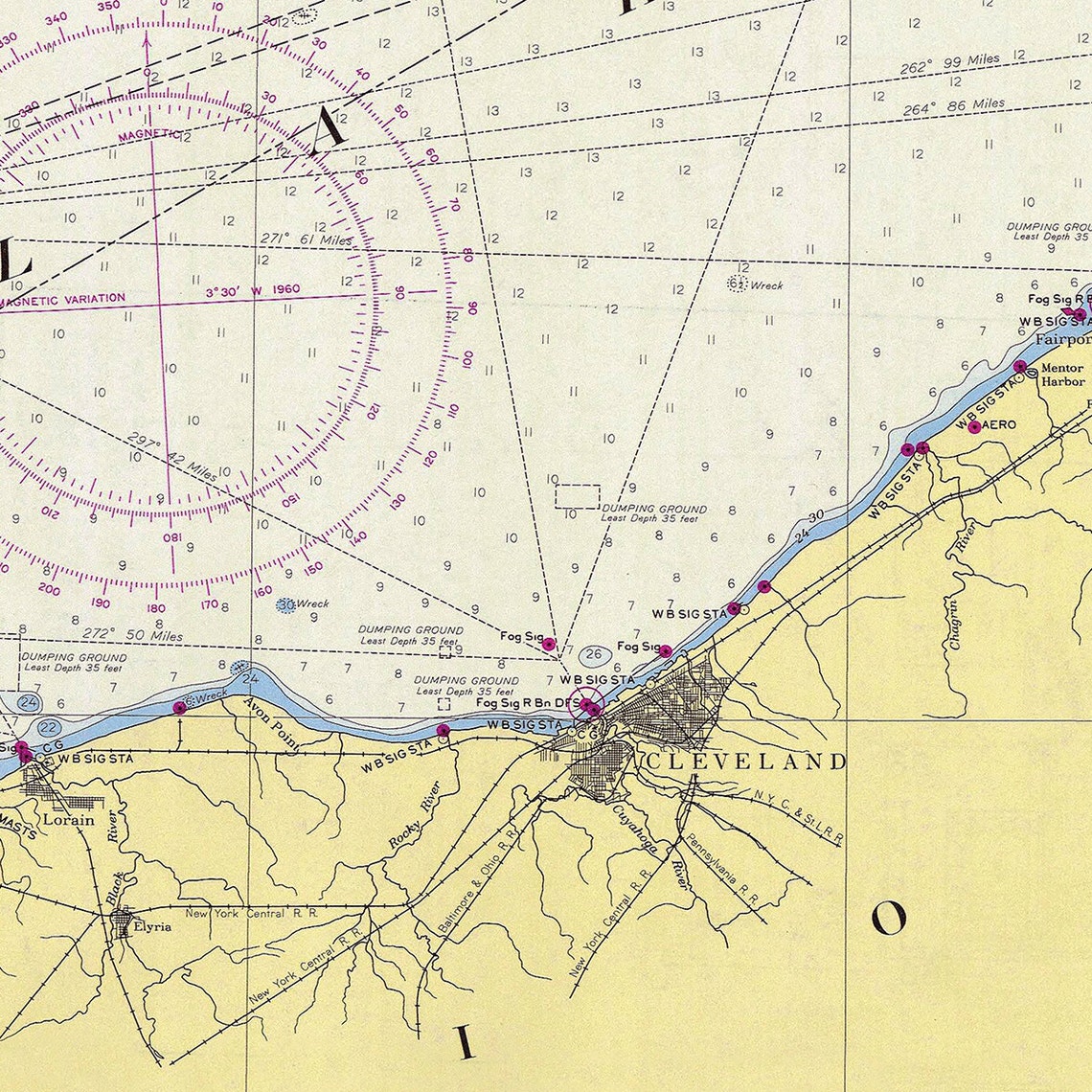 1964 Nautical Chart of Lake Erie Etsy