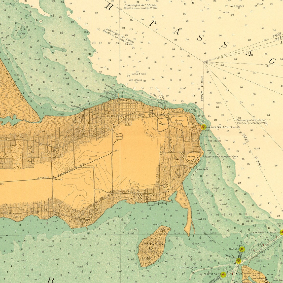 1917 Nautical Chart of Lake Erie Etsy